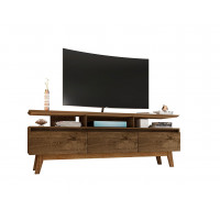 Manhattan Comfort 234BMC9 Yonkers 70.86 TV Stand with Solid Wood Legs and 6 Media and Storage Compartments in Rustic Brown